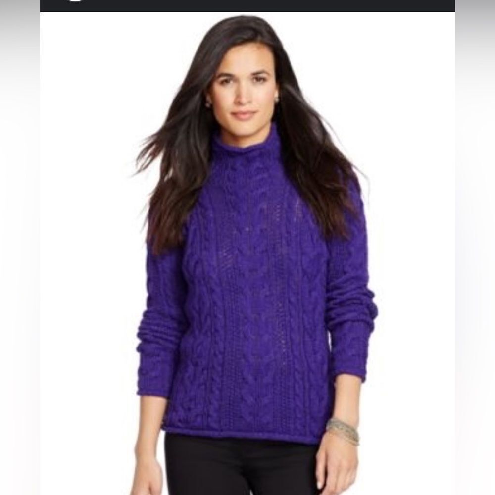 Lauren Ralph Lauren Cable Knit Mock Neck Turtleneck Knit Sweater- Size Medium